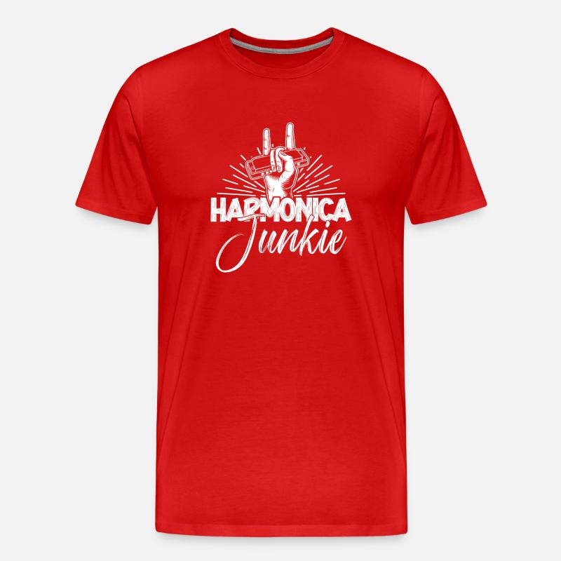 Harmonica Musican Junkie Harmonica - Männer Premium Bio T-Shirt - Rot