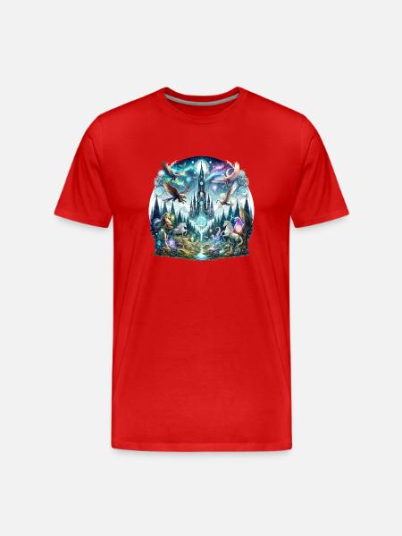Enchanted Tower Forest Dream - Men's Premium Organic T-Shirt - red