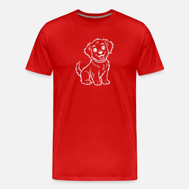 Dessin de traits du chiot souriant - T-shirt bio Premium Homme - rouge