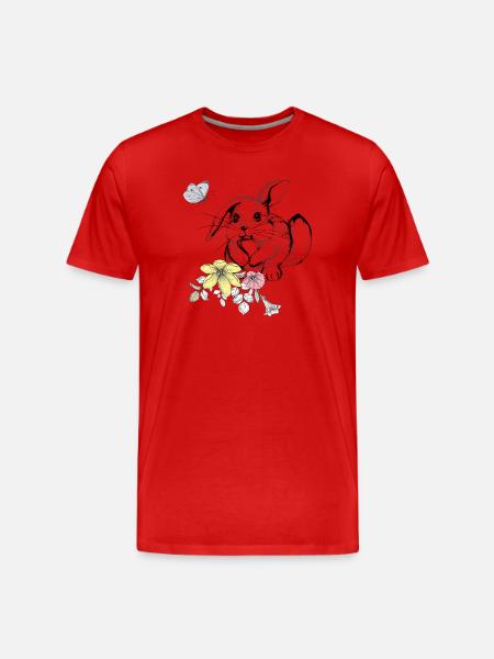 Rabbit in a flower meadow - Men's Premium Organic T-Shirt - red