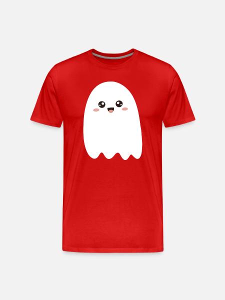 Kawaii Ghost Smile Tee - Men's Premium Organic T-Shirt - red