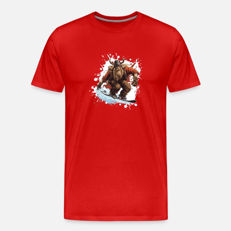 Wikinger Snowboard - Männer Premium Bio T-Shirt - Rot
