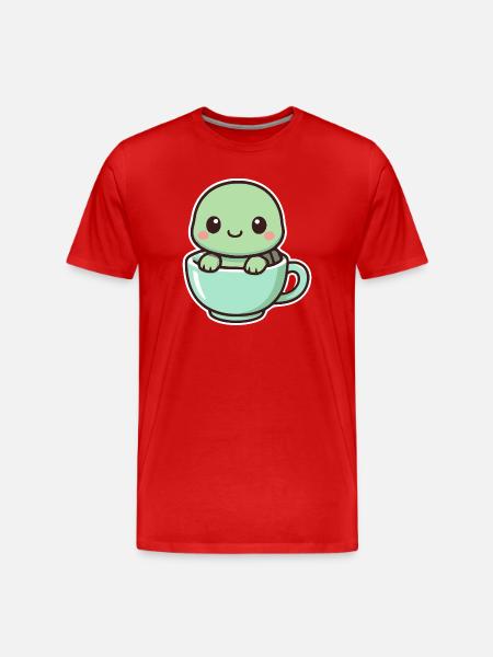 Cute Turtle - Kawaii Style - Men's Premium Organic T-Shirt - red