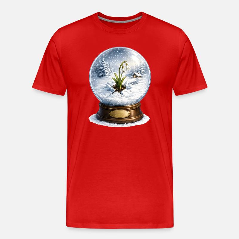 Schneeglöckchen durchbricht den Winter  - Männer Premium Bio T-Shirt - Rot