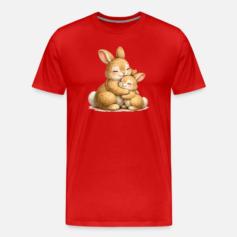 Deux lapins dans une étreinte affectueuse - T-shirt bio Premium Homme - rouge