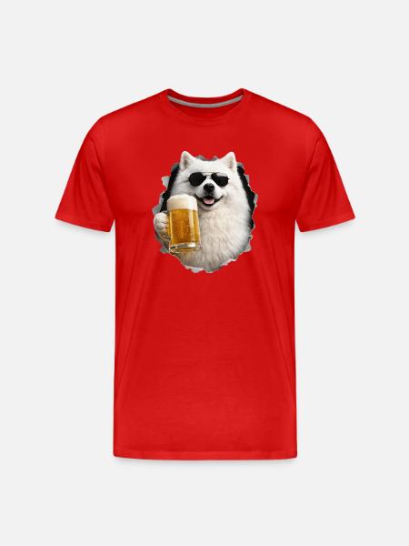 Japanischer Spitz Bier - Männer Premium Bio T-Shirt - Rot