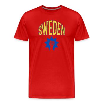 Suède - T-shirt bio Premium Homme - rouge - Devant - Damien (186cm)