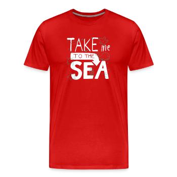 Emmène-moi à la mer – Gribouillage Sea Saying - T-shirt bio Premium Homme - rouge - Devant - Damien (186cm)
