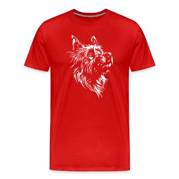 Silhouette de chien Australian Terrier Saules - T-shirt bio Premium Homme - rouge - Devant - Damien (186cm)