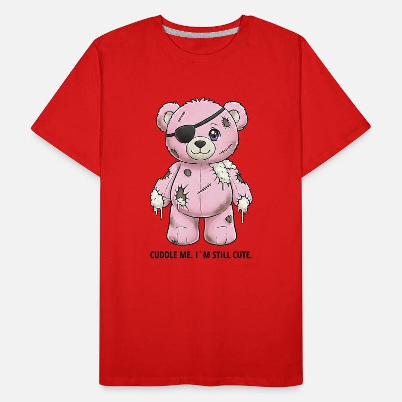 Patchwork Pink Teddy Bear with Eye Patch Men's Premium Organic T-Shirt
