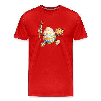 Künstlerisches Osterei mit Pinsel  - Männer Premium Bio T-Shirt - Rot - Vorne - Damien (186cm)