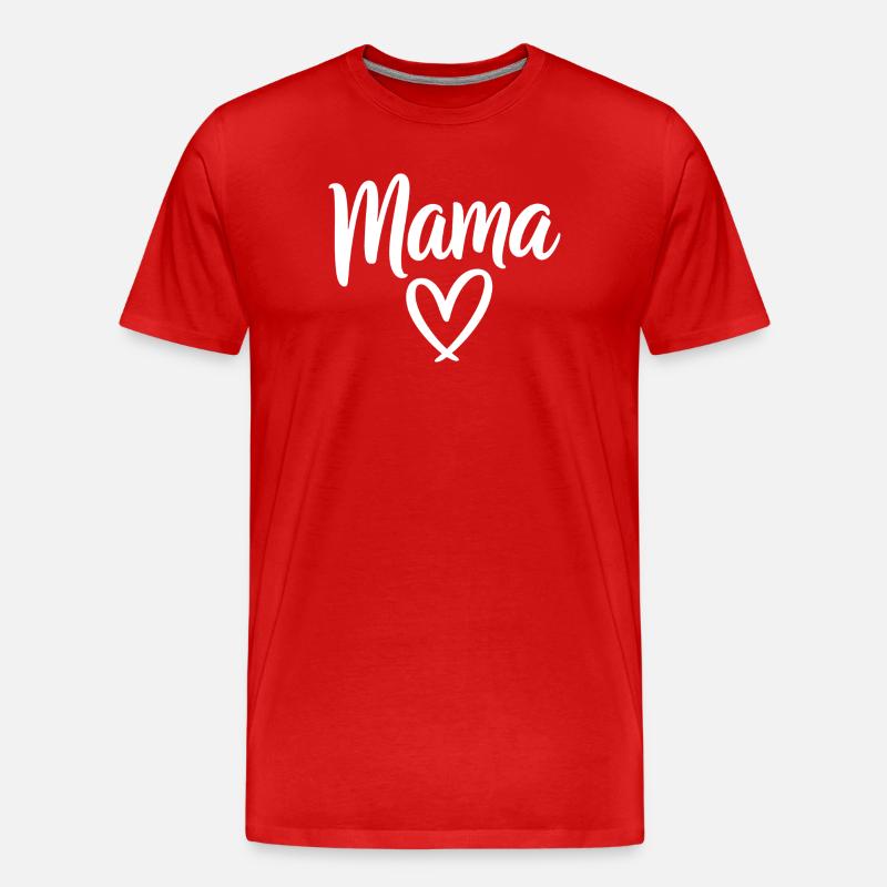 Mama Heart Script Logo - Men's Premium Organic T-Shirt - red