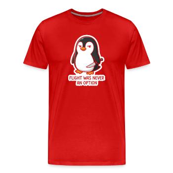 Pinguin mit Klinge - Flug war keine Option - Männer Premium Bio T-Shirt - Rot - Vorne - Damien (186cm)