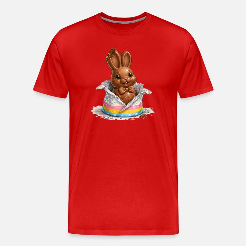 Chocolate bunny in Easter egg - Men's Premium Organic T-Shirt - red