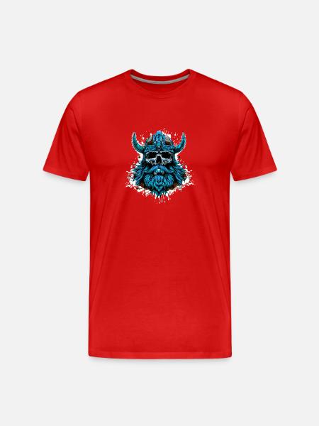 Viking Odin Skull - Men's Premium Organic T-Shirt - red