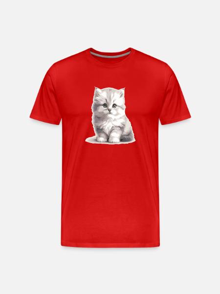 Fluffy Kitten Portrait - Men's Premium Organic T-Shirt - red