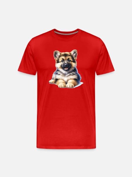 Kuschelwelpe Illustration - Männer Premium Bio T-Shirt - Rot