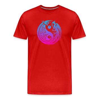 Dragon Yin Yang et Néon Phénix - T-shirt bio Premium Homme - rouge - Devant - Damien (186cm)