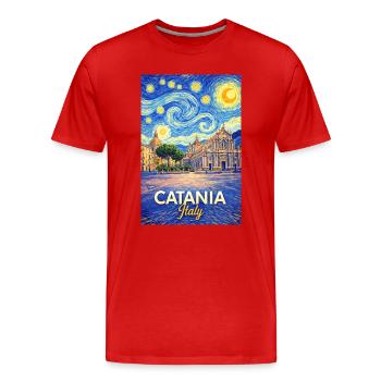 Catania, Italy. - Men's Premium Organic T-Shirt - red - Front - Damien (186cm)