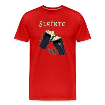 Sláinte - Irish toast & dark beer - Men's Premium Organic T-Shirt - red - Front - Damien (186cm)
