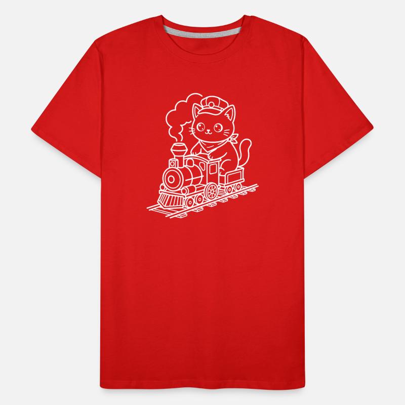 Train Lover Kawaii Cat Men's Premium Organic T-Shirt