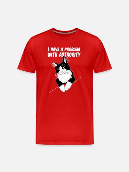 Cat Defies Authority - Men's Premium Organic T-Shirt - red