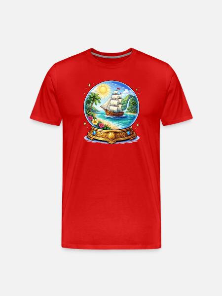 Ship's dream spherical image - Men's Premium Organic T-Shirt - red