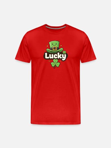 Lucky Leprechaun Hat Cartoon - Men's Premium Organic T-Shirt - red