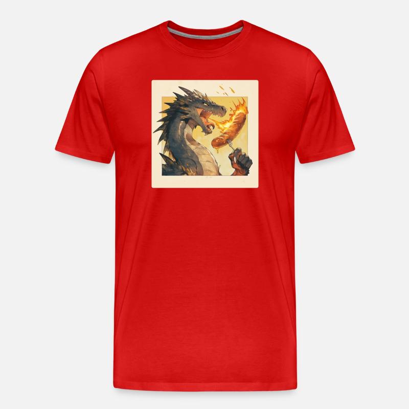 Dragegriller bratwurst - Herre Premium T-shirt økologisk - rød