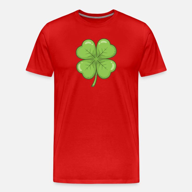 Vierblatt-Kleeblatt-Zauber - Männer Premium Bio T-Shirt - Rot