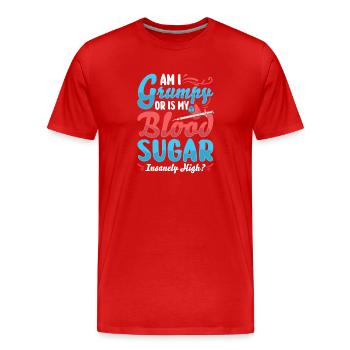 Diabète de type 1 - T-shirt bio Premium Homme - rouge - Devant - Damien (186cm)