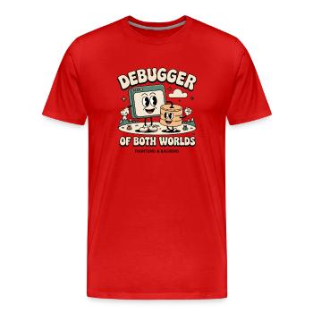 Débogueur des deux mondes | Débogage du développement - T-shirt bio Premium Homme - rouge - Devant - Damien (186cm)