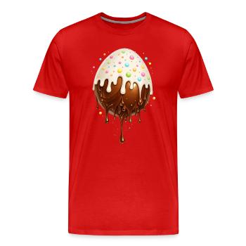 Chocolate Egg with Frosting - Men's Premium Organic T-Shirt - red - Front - Damien (186cm)