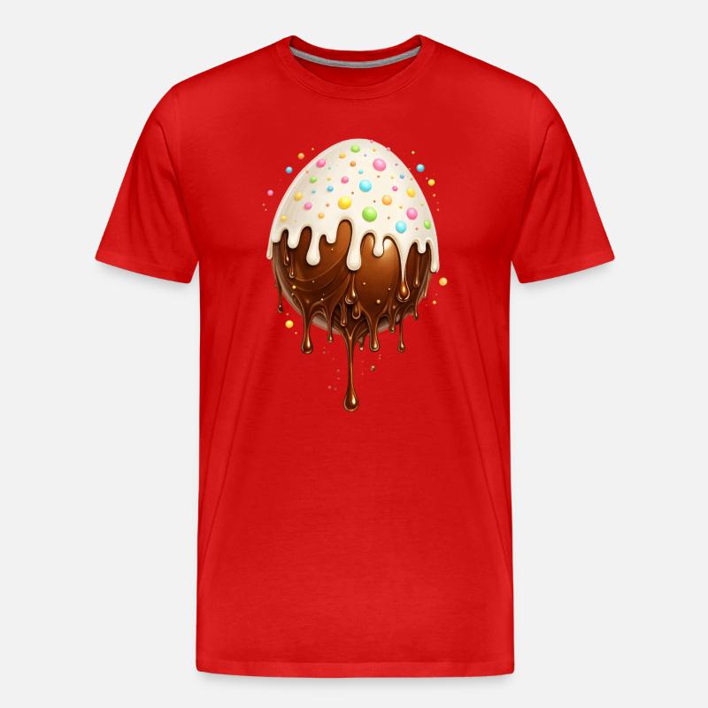 Schokoladenei mit Zuckerguss  - Männer Premium Bio T-Shirt - Rot