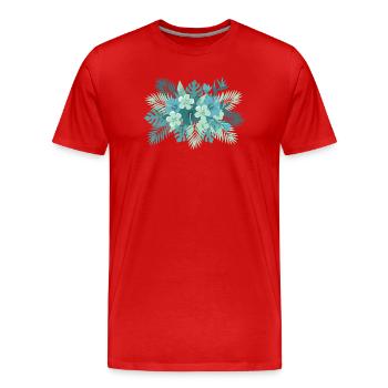 Composition florale de la sarcelle tropicale - T-shirt bio Premium Homme - rouge - Devant - Damien (186cm)