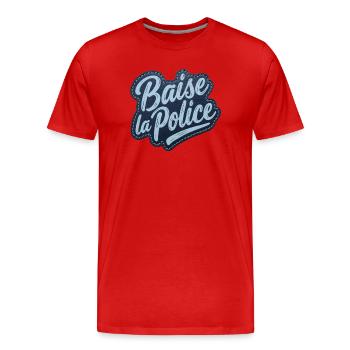 Baise la Police »Patch« Patch | ACAB - Männer Premium Bio T-Shirt - Rot - Vorne - Damien (186cm)