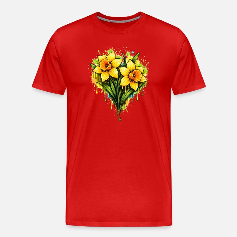 Daffodils in graffiti style - Men's Premium Organic T-Shirt - red