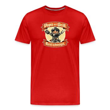 Papa am Grill – Vatertag Geschenk Design - Männer Premium Bio T-Shirt - Rot - Vorne - Damien (186cm)