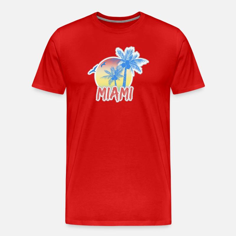 Strand Miami - Männer Premium Bio T-Shirt - Rot