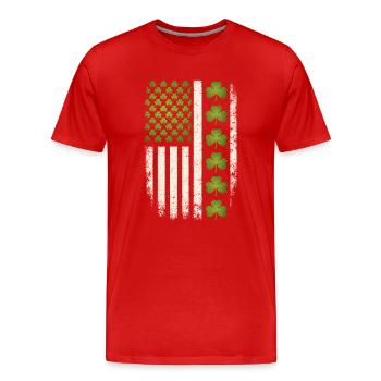 Irische Shamrock-amerikanische Flagge - Männer Premium Bio T-Shirt - Rot - Vorne - Damien (186cm)