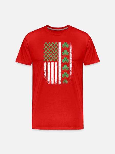 Drapeau américain du Trèfle Saint-Patrick - T-shirt bio Premium Homme - rouge