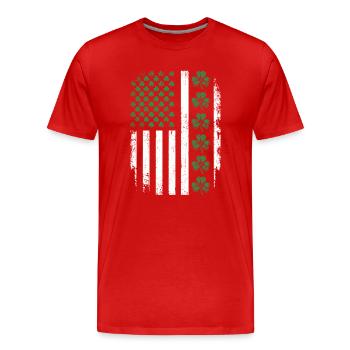 Irische Shamrock USA-Flagge - Männer Premium Bio T-Shirt - Rot - Vorne - Damien (186cm)