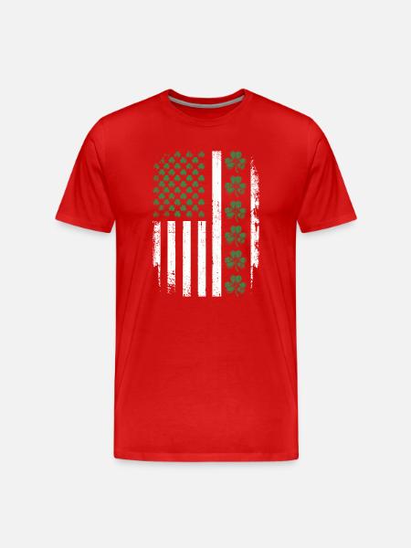 Irish Shamrock USA Flag - Men's Premium Organic T-Shirt - red