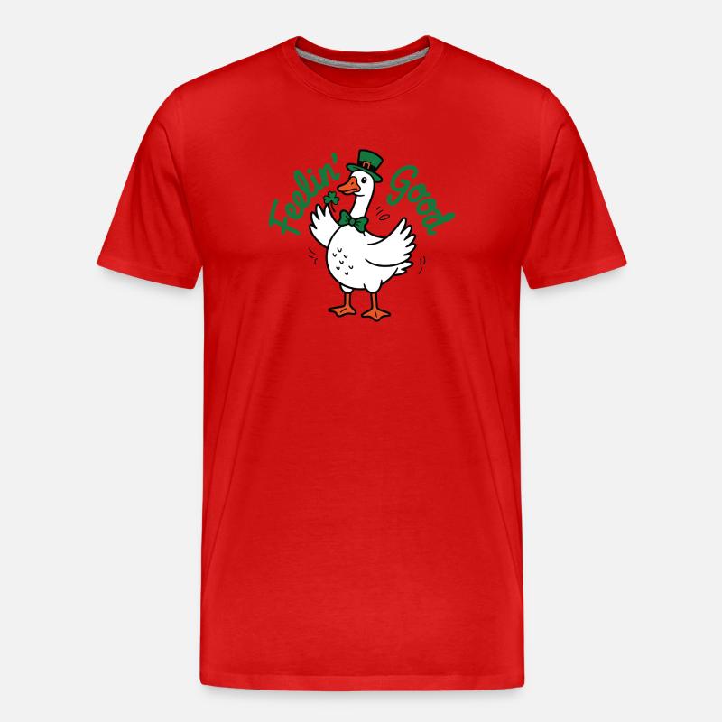 Lucky Duck St. Patrick's Leap - Männer Premium Bio T-Shirt - Rot