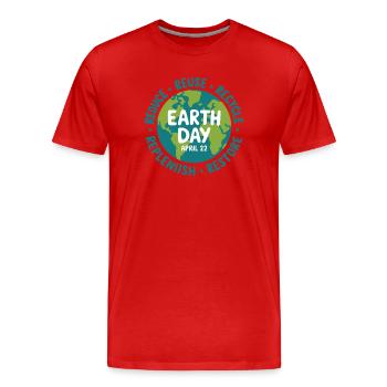 Earth Day Circle: Reduce Reuse Recycle - Men's Premium Organic T-Shirt - red - Front - Damien (186cm)