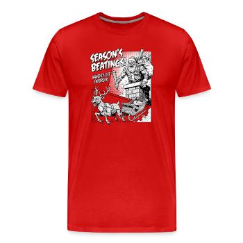 Season's Beatings Naughty List - Men's Premium Organic T-Shirt - red - Front - Damien (186cm)