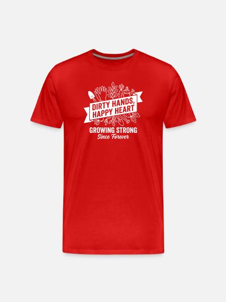 Dirty Hands Happy Heart - Men's Premium Organic T-Shirt - red