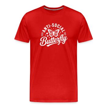 Anti-Social Butterfly Logo - Men's Premium Organic T-Shirt - red - Front - Damien (186cm)
