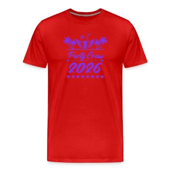 Party Crew 2026 Palmen-Drink - Männer Premium Bio T-Shirt - Rot - Vorne - Damien (186cm)