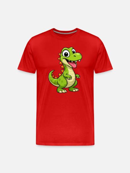 Cheerful dinosaur with spikes - Men's Premium Organic T-Shirt - red